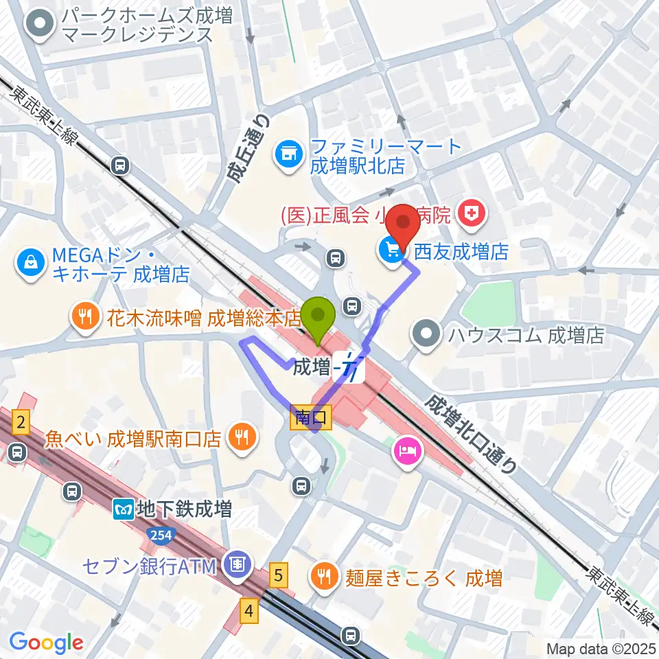 成増アクトホールの最寄駅成増駅からの徒歩ルート（約1分）地図