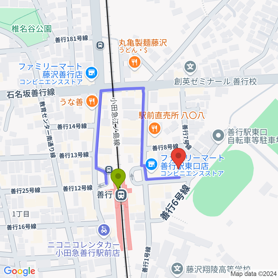 善行Zの最寄駅善行駅からの徒歩ルート（約2分）地図