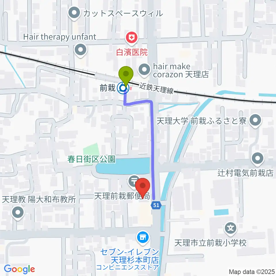 コウキ商事株式会社の最寄駅前栽駅からの徒歩ルート（約3分）地図