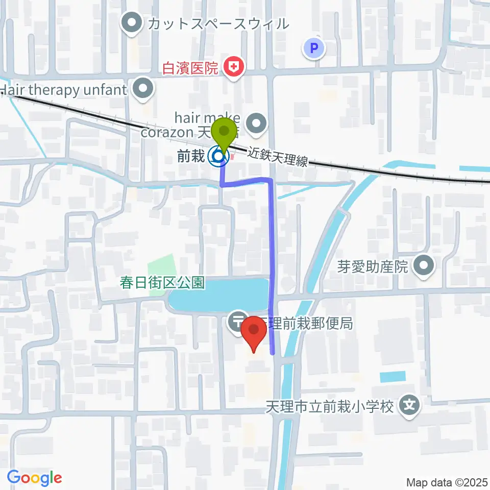 コウキ商事株式会社の最寄駅前栽駅からの徒歩ルート（約3分）地図
