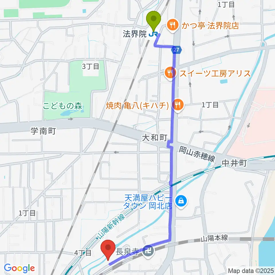 STUDIO S-FORCEの最寄駅法界院駅からの徒歩ルート（約13分）地図