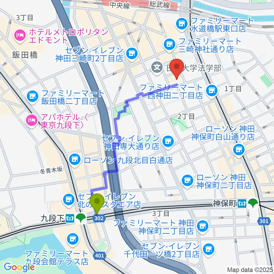 九段下駅からSAY YOU LABへのルートマップ地図