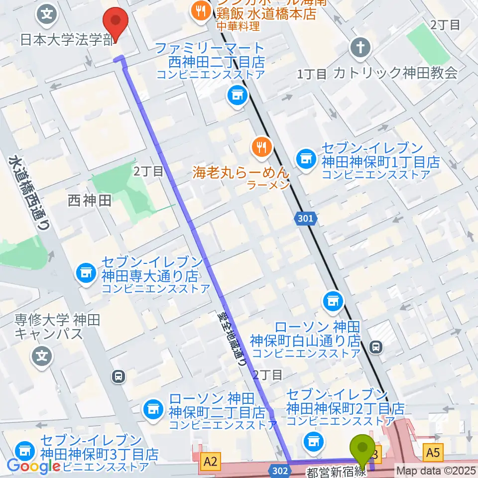 神保町駅からSAY YOU LABへのルートマップ地図