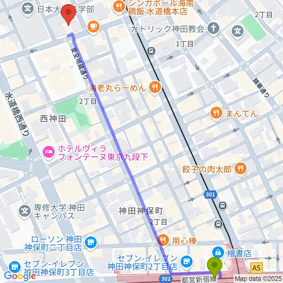 神保町駅からSAY YOU LABへのルートマップ地図