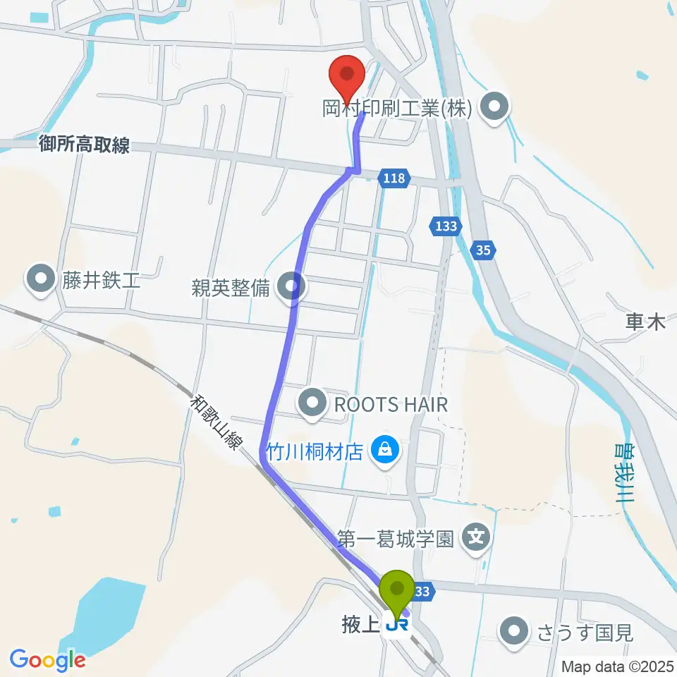 丸山ギター工房 クラフトMの最寄駅掖上駅からの徒歩ルート（約12分）地図