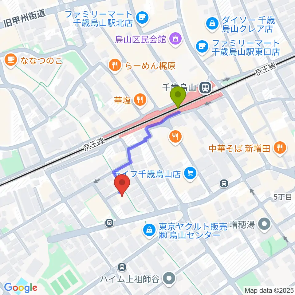 イナモリ・メソッド研究会 東京本部教室の最寄駅千歳烏山駅からの徒歩ルート（約3分）地図