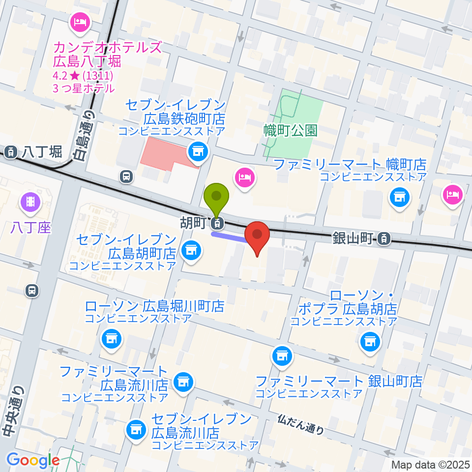 NORI SOUND studioの最寄駅胡町駅からの徒歩ルート（約1分）地図