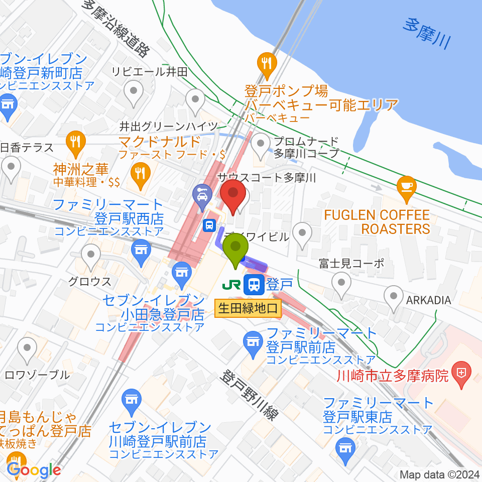 クラウドナインスタジオ 登戸店の最寄駅登戸駅からの徒歩ルート（約1分）地図