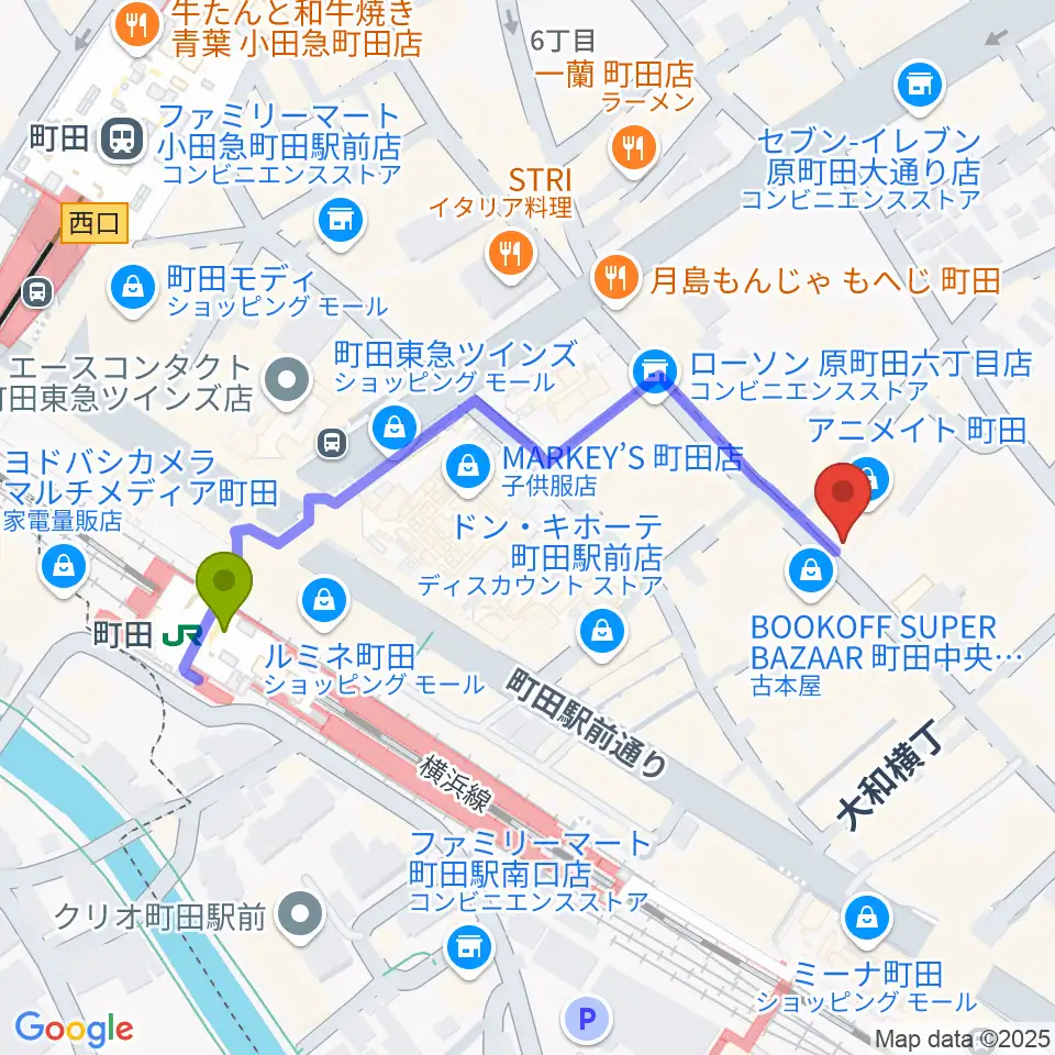クラウドナインスタジオ 町田店の最寄駅町田駅からの徒歩ルート（約5分）地図