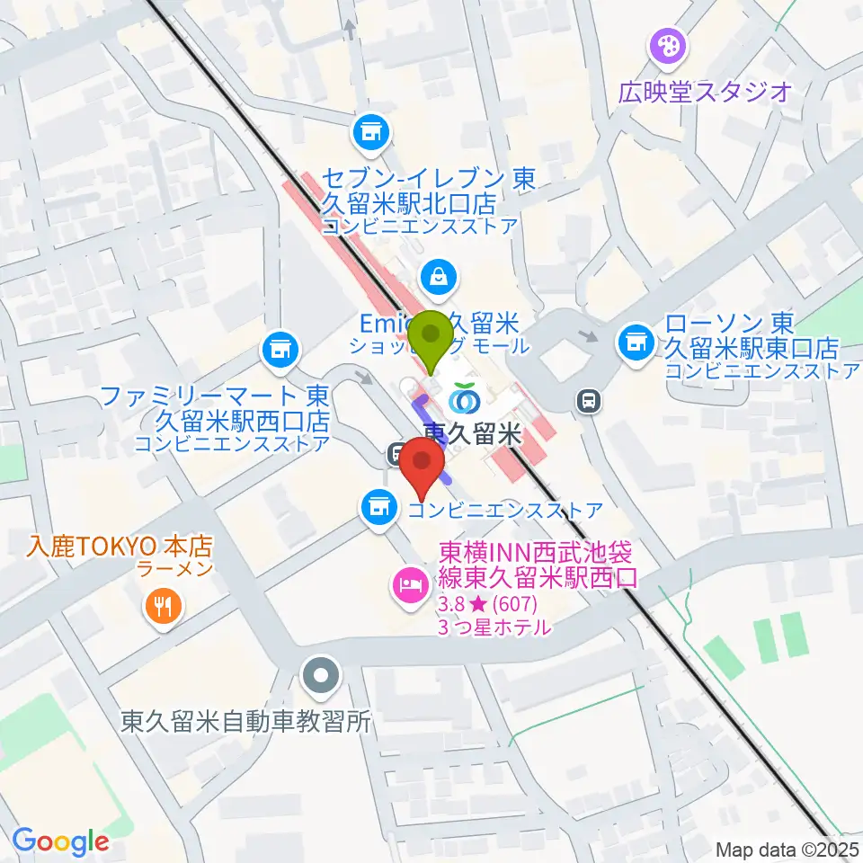 宮地楽器 東久留米センターの最寄駅東久留米駅からの徒歩ルート（約1分）地図