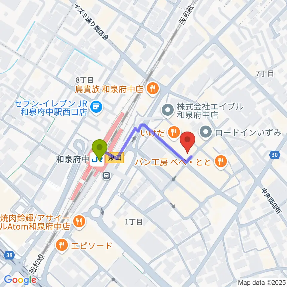 新日本ミュージック株式会社の最寄駅和泉府中駅からの徒歩ルート（約2分）地図