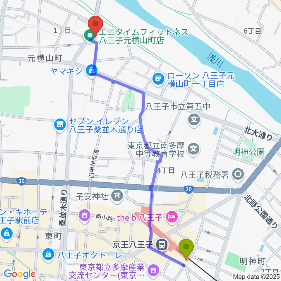 ベヒシュタイン・ジャパン本社 八王子・技術営業センターの最寄駅京王八王子駅からの徒歩ルート（約13分）地図