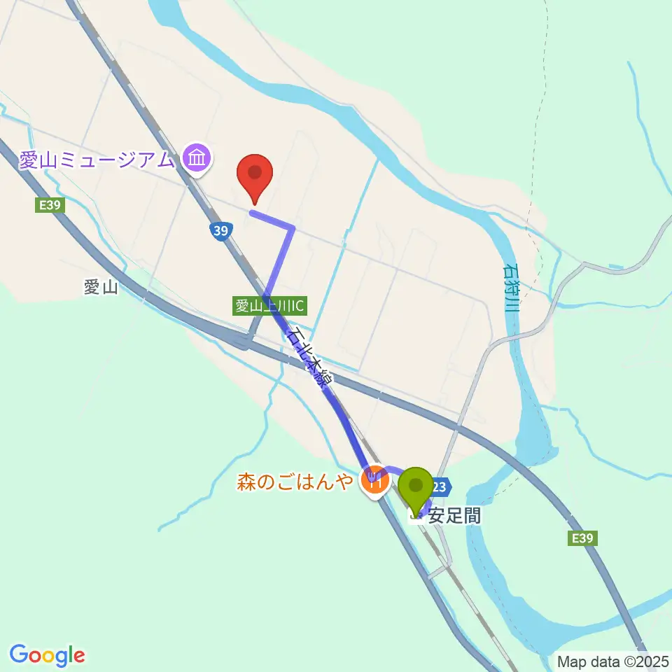 安足間駅からDecora43 カホンへのルートマップ地図
