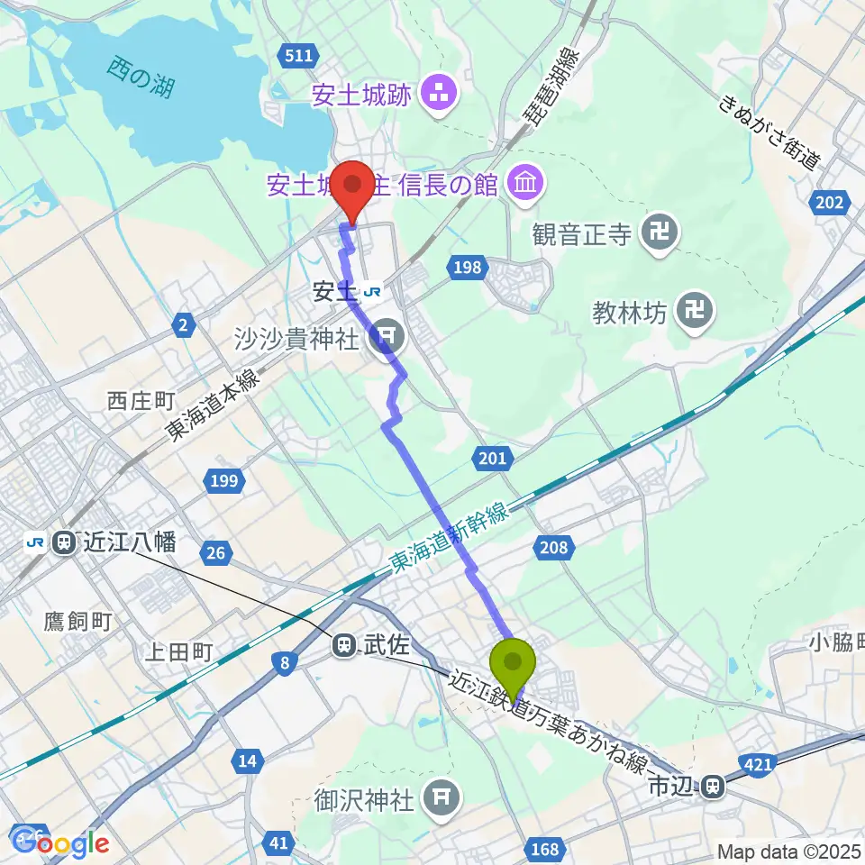 平田駅から地球雑貨アース･ヴィレッジへのルートマップ地図