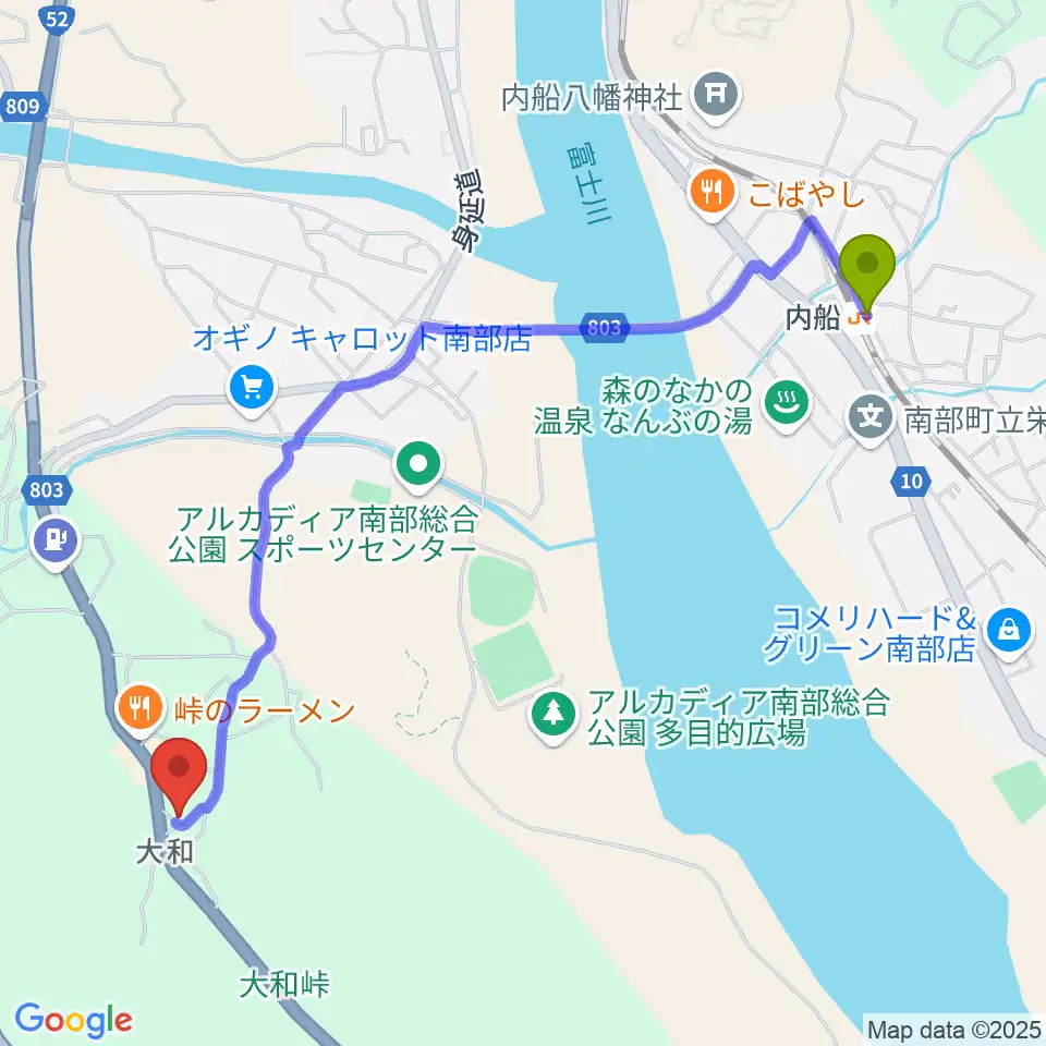 ギターリペア F-ROOTSの最寄駅内船駅からの徒歩ルート（約25分）地図