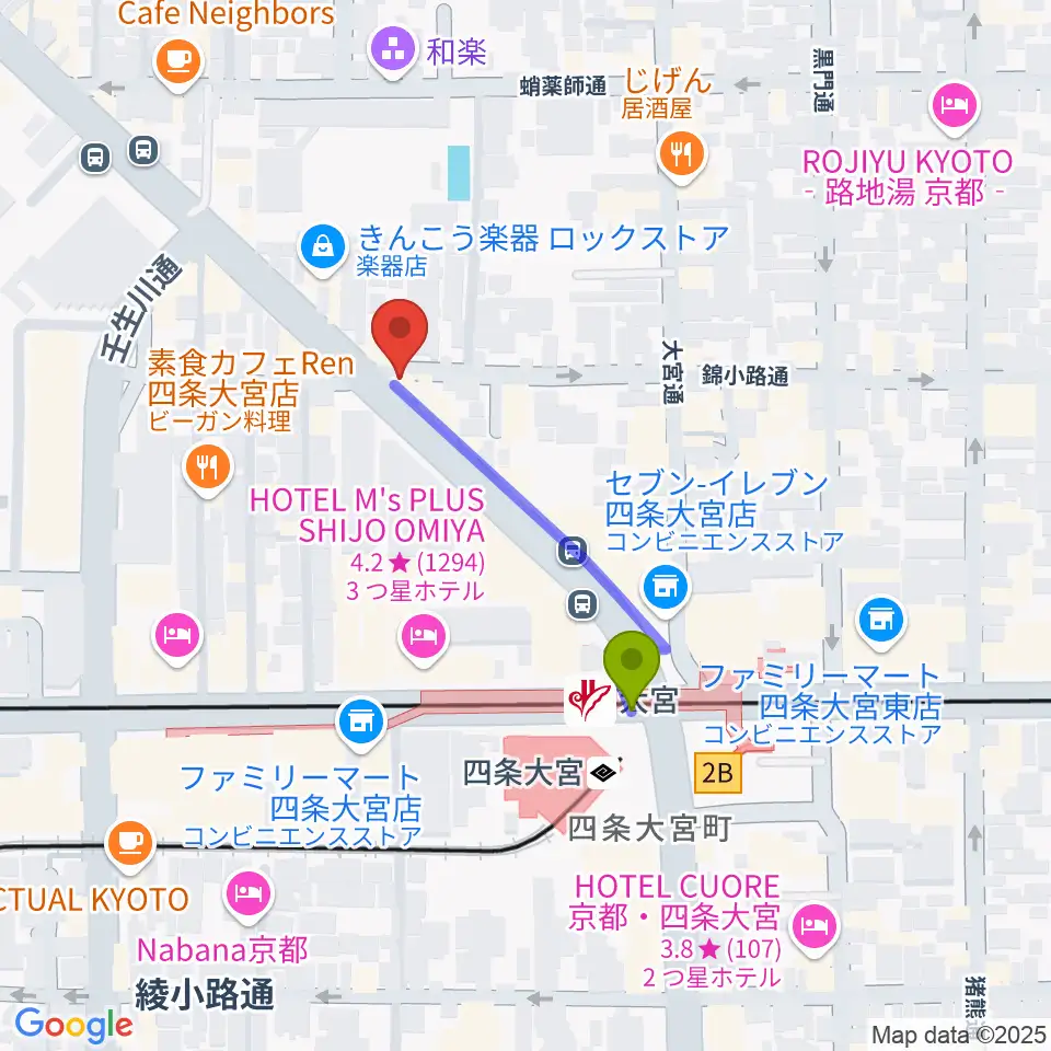 きんこう楽器の最寄駅大宮駅からの徒歩ルート（約3分）地図