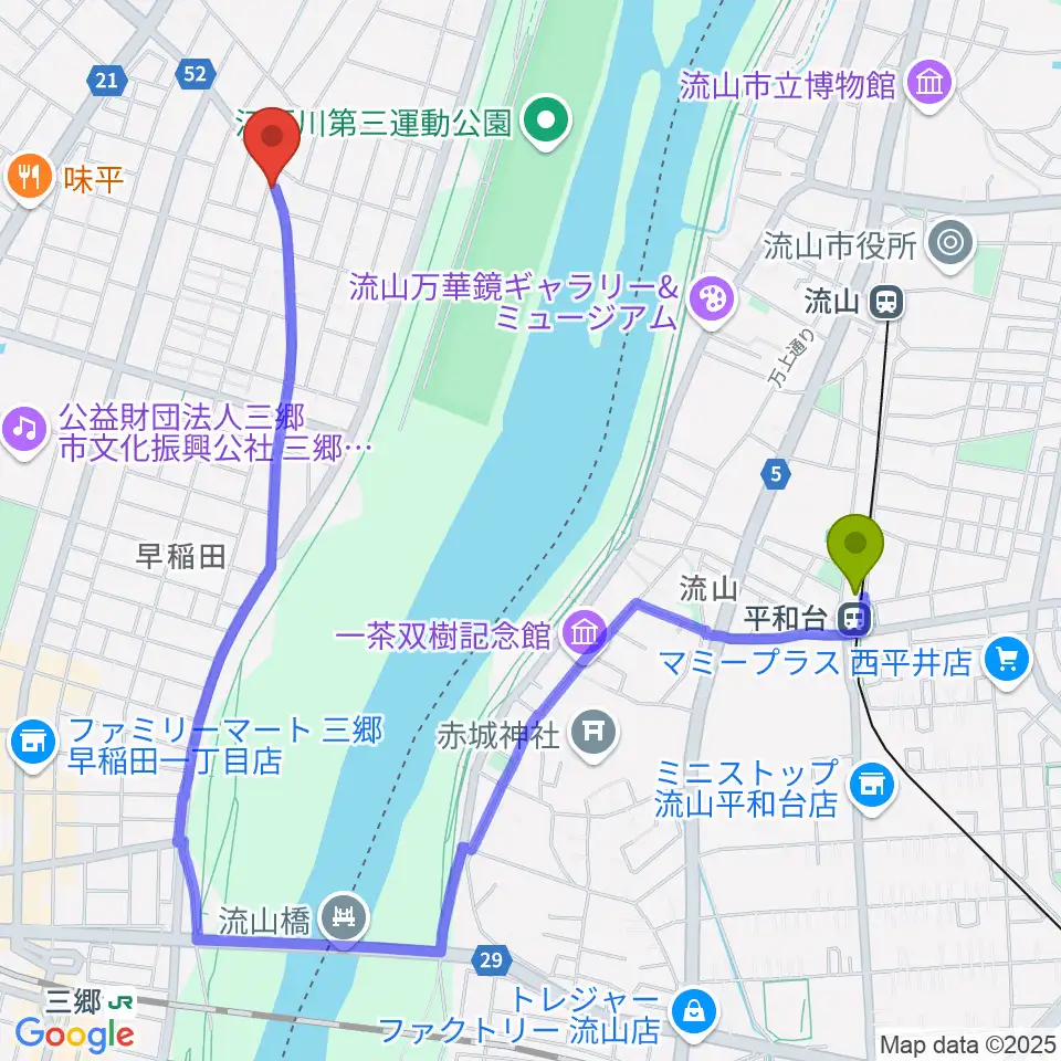 平和台駅からナイス･インターナショナルへのルートマップ地図