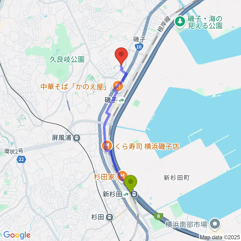 新杉田駅からRepair Shop GROOVEへのルートマップ地図