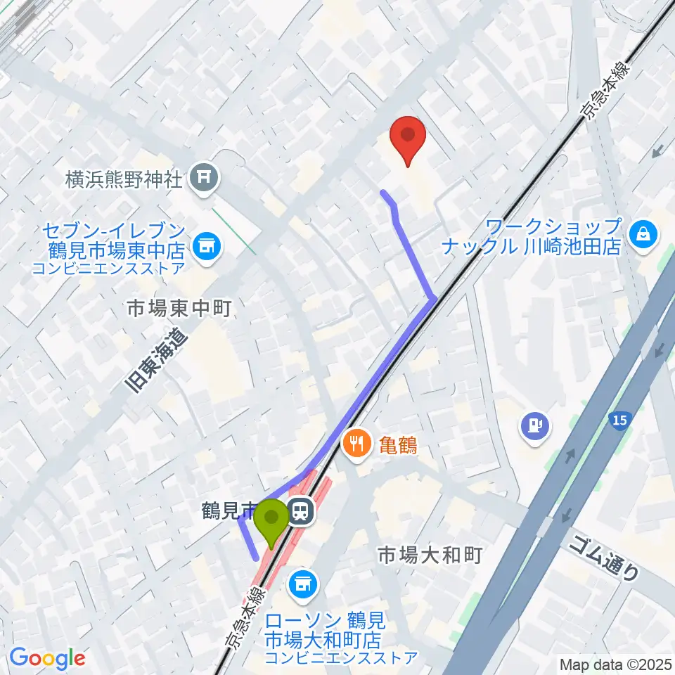 弦楽器ストラッドの最寄駅鶴見市場駅からの徒歩ルート（約5分）地図