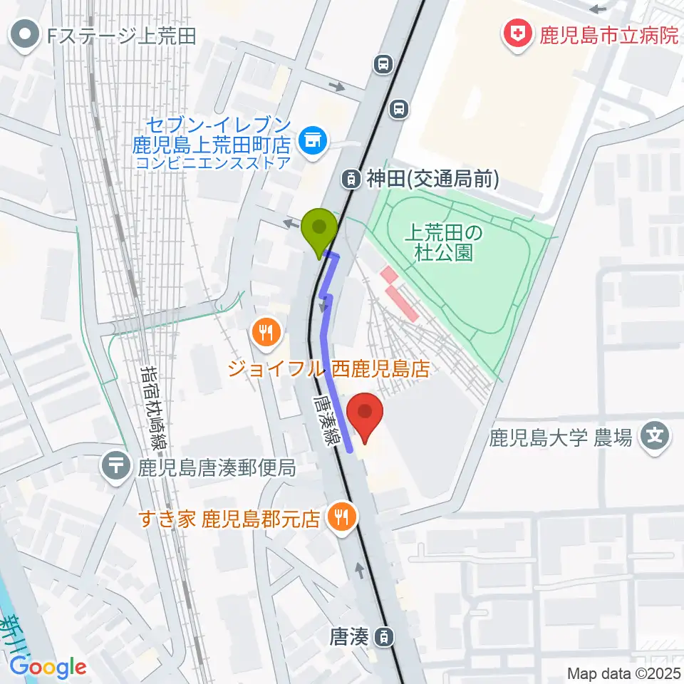 神田（交通局前）駅から松田ピアノ友社へのルートマップ地図
