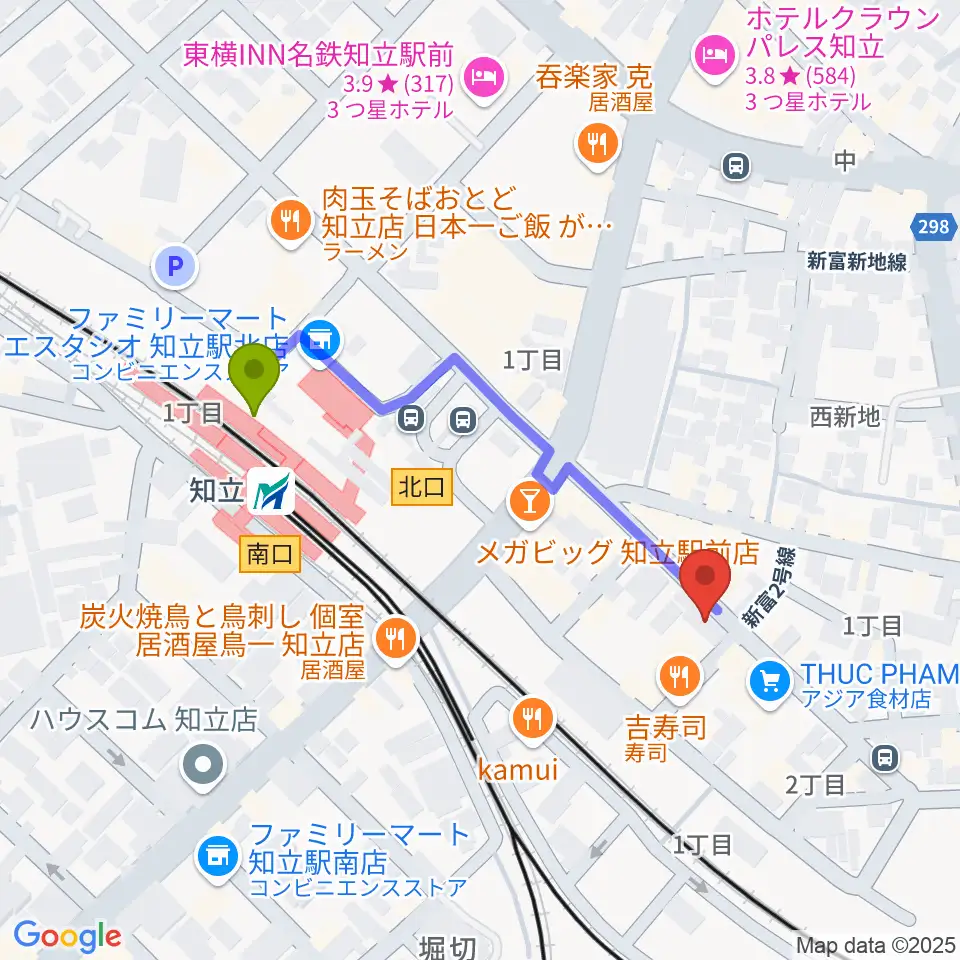 ピアノ百貨知立店の最寄駅知立駅からの徒歩ルート（約4分）地図