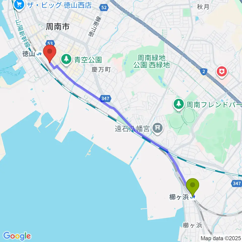 櫛ケ浜駅から株式会社シンフォニーへのルートマップ地図