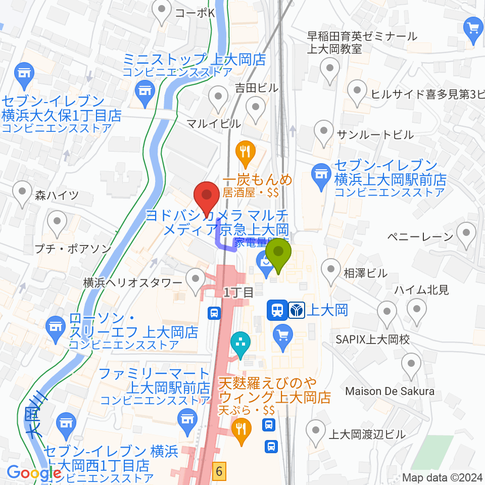 フレンド楽器 ソナーレ上大岡の最寄駅上大岡駅からの徒歩ルート（約1分）地図