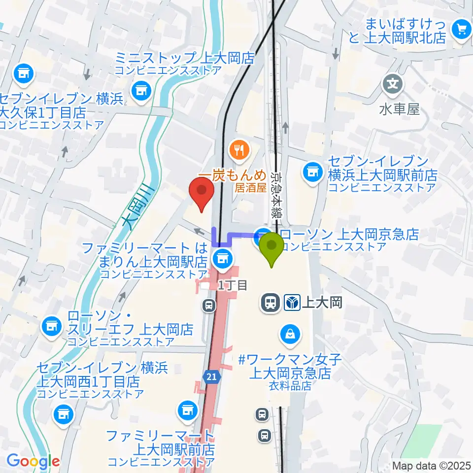 フレンド楽器 ソナーレ上大岡の最寄駅上大岡駅からの徒歩ルート（約1分）地図