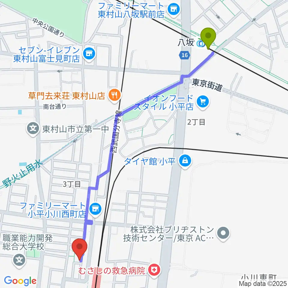 八坂駅からStudio Mへのルートマップ地図