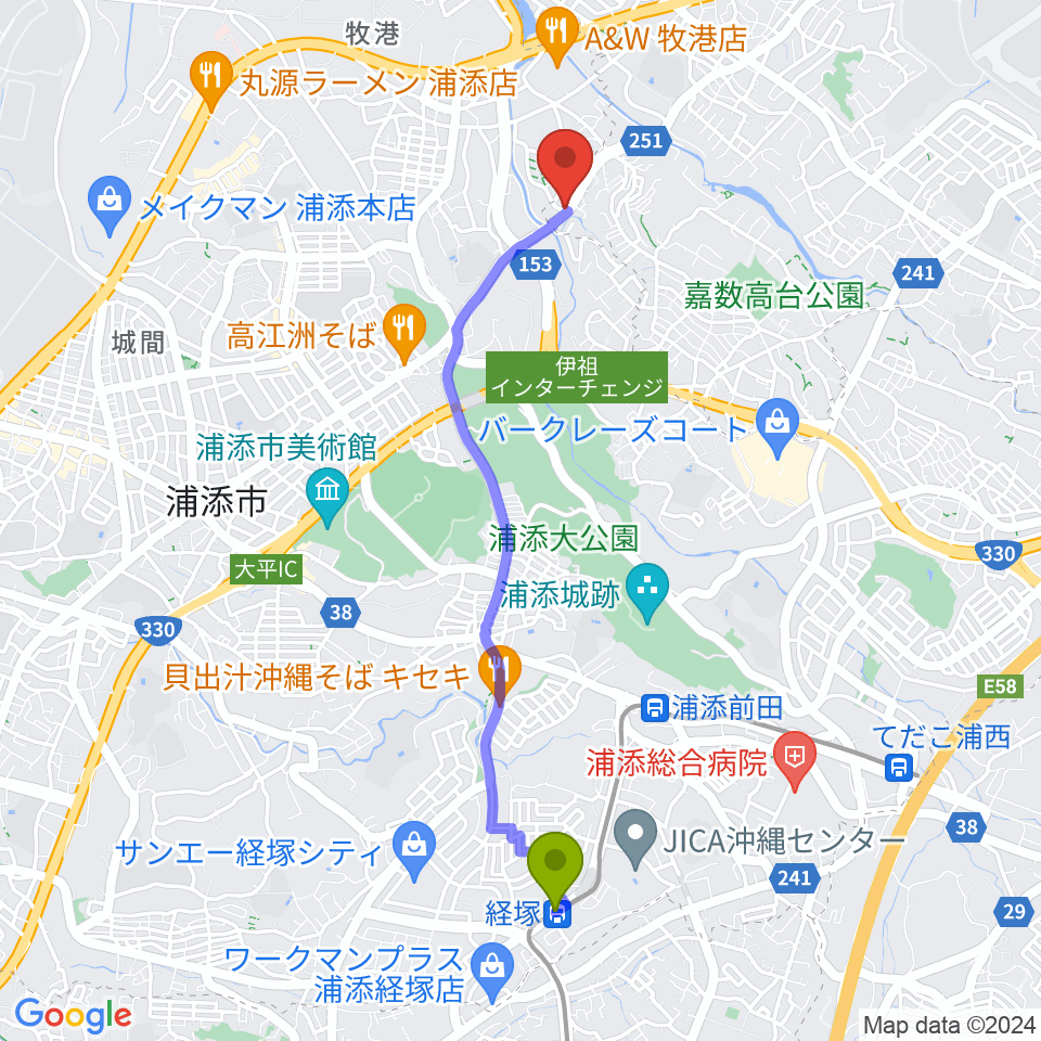 経塚駅からSTUDIO FILL☆INへのルートマップ地図