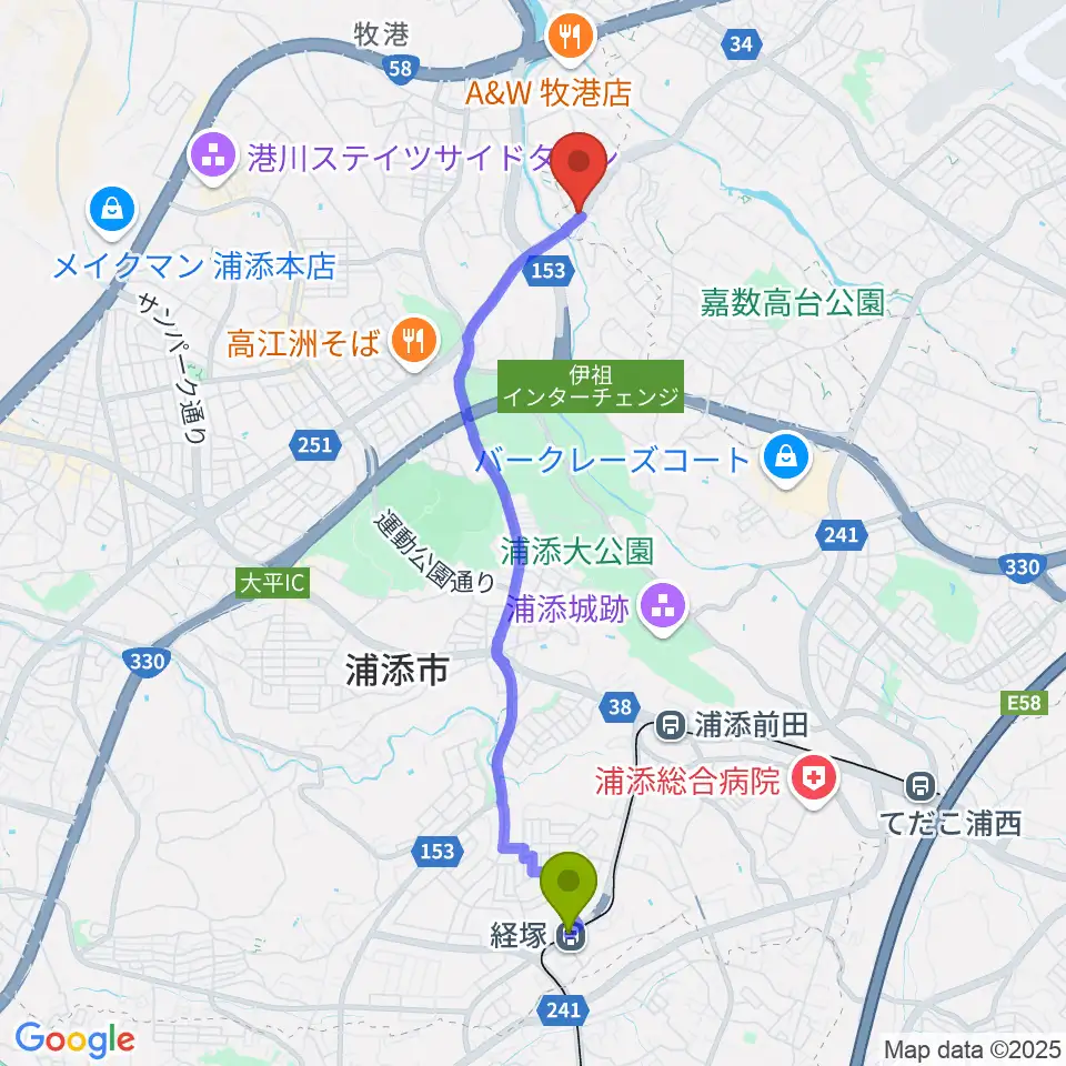 経塚駅からSTUDIO FILL☆INへのルートマップ地図