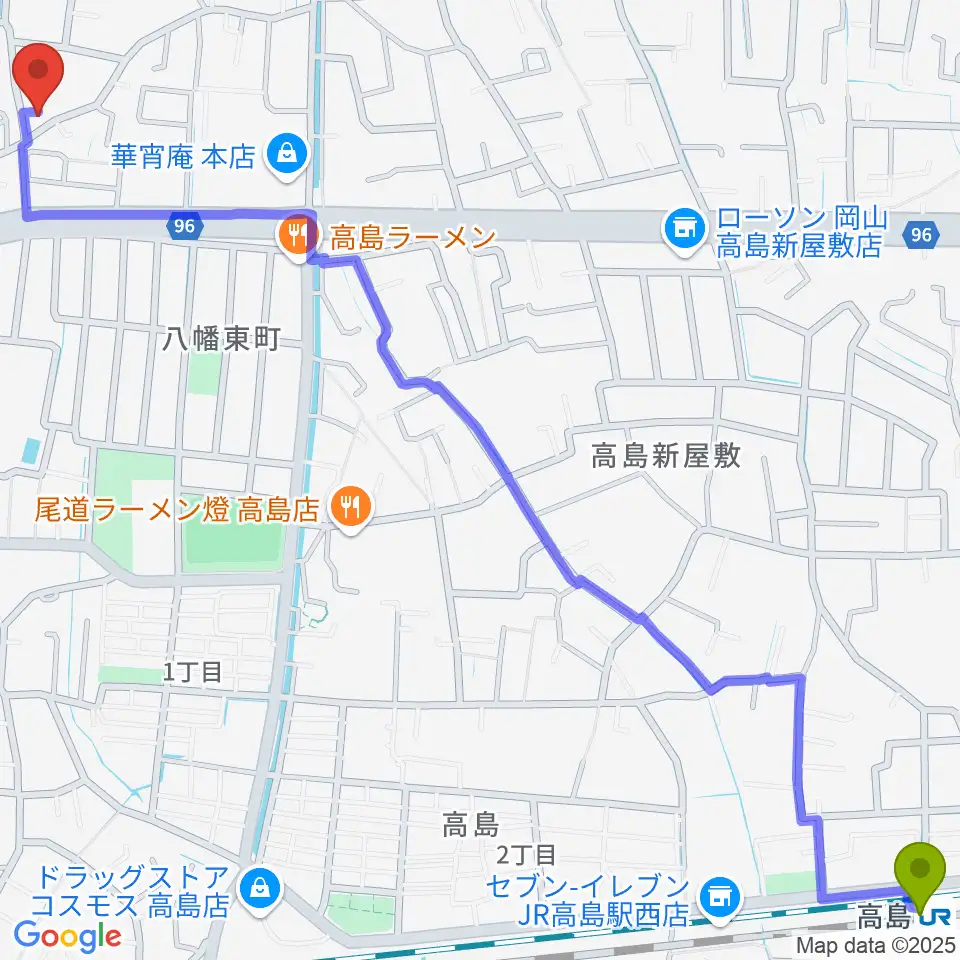 加藤楽器音楽教室の最寄駅高島駅からの徒歩ルート（約19分）地図