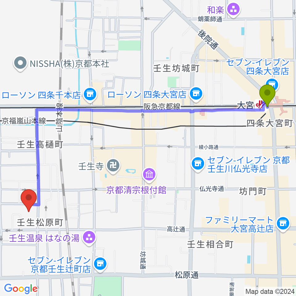 大宮駅からたけいち音楽教室へのルートマップ地図