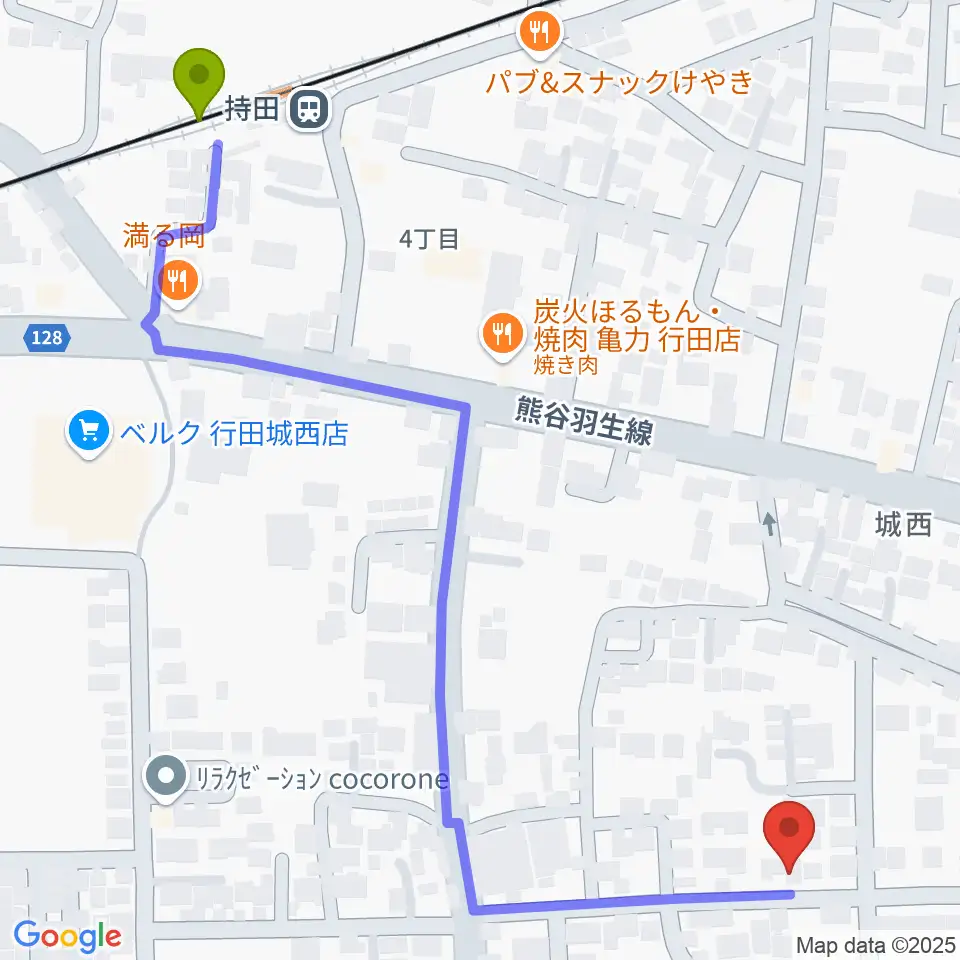 Y・Ａ音楽学院の最寄駅持田駅からの徒歩ルート（約8分）地図