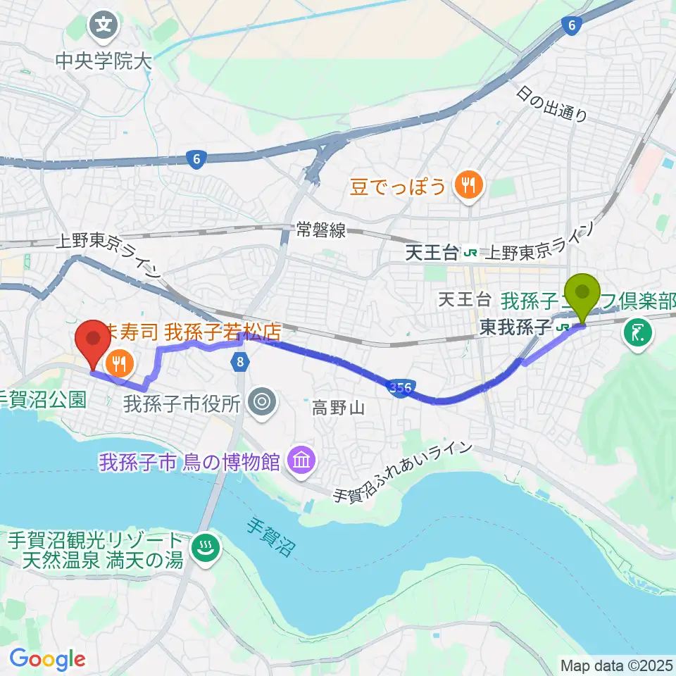 東我孫子駅からどれみピアノスタジオへのルートマップ地図