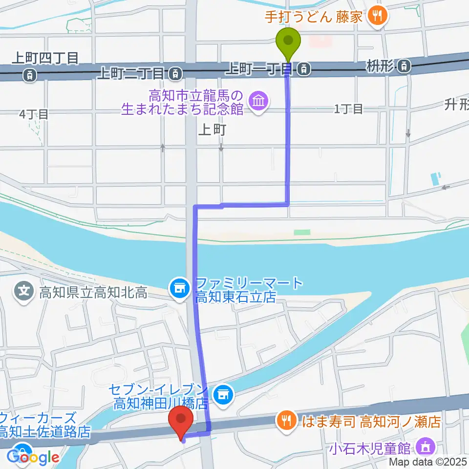 上町一丁目駅からTOP BAND（トップバンド）へのルートマップ地図