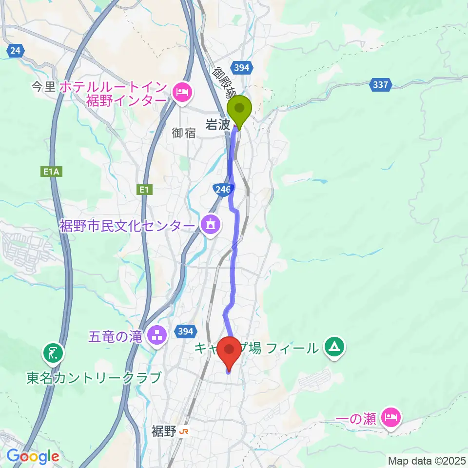 岩波駅からSTUDIO O&K 裾野店へのルートマップ地図