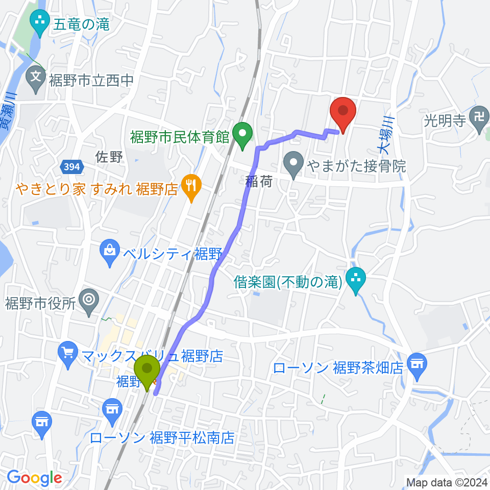 STUDIO O&K 裾野店の最寄駅裾野駅からの徒歩ルート（約21分）地図