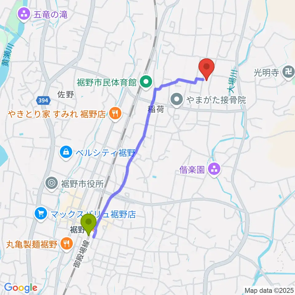 STUDIO O&K 裾野店の最寄駅裾野駅からの徒歩ルート（約21分）地図