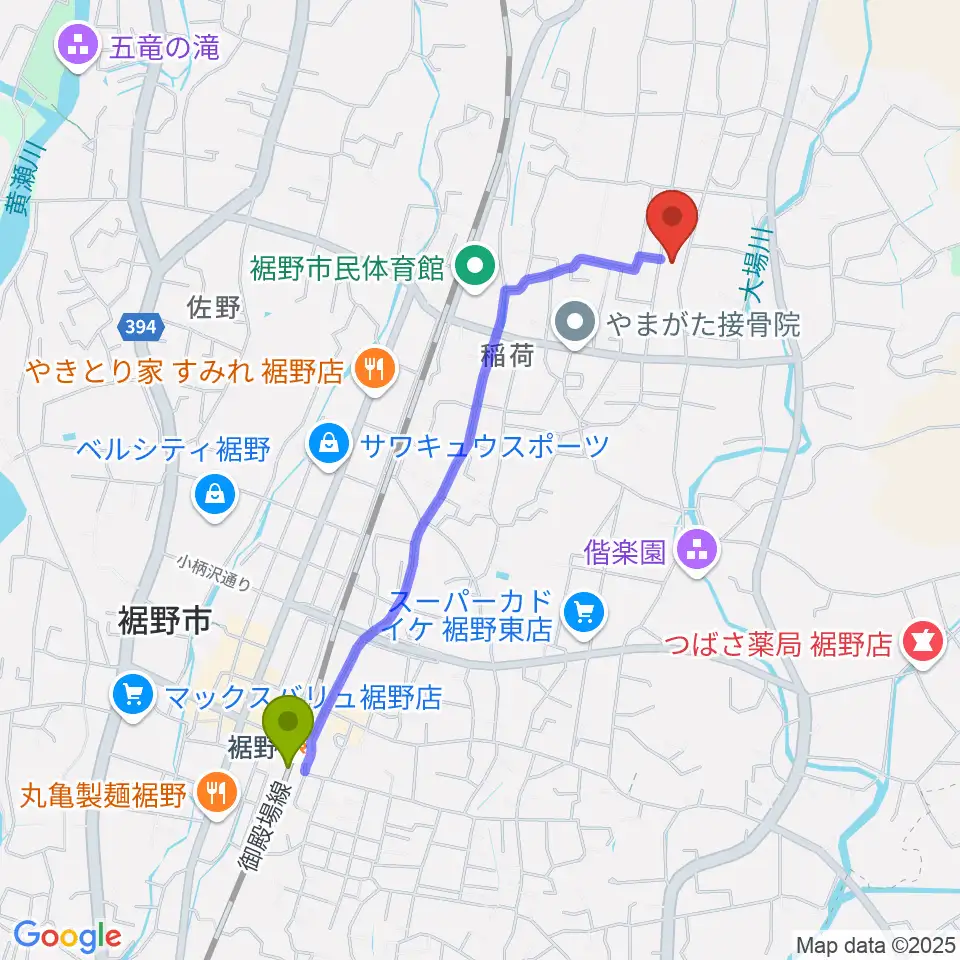 STUDIO O&K 裾野店の最寄駅裾野駅からの徒歩ルート（約21分）地図