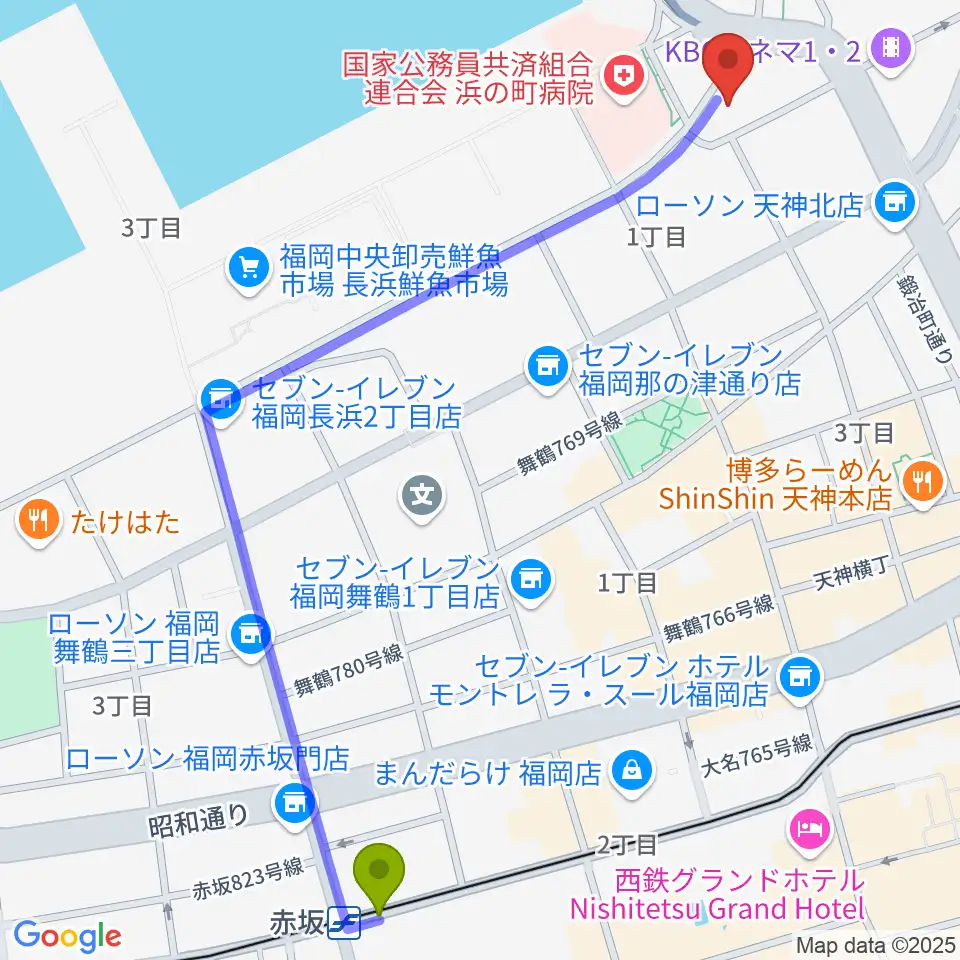 赤坂駅からライブハウスCBへのルートマップ地図