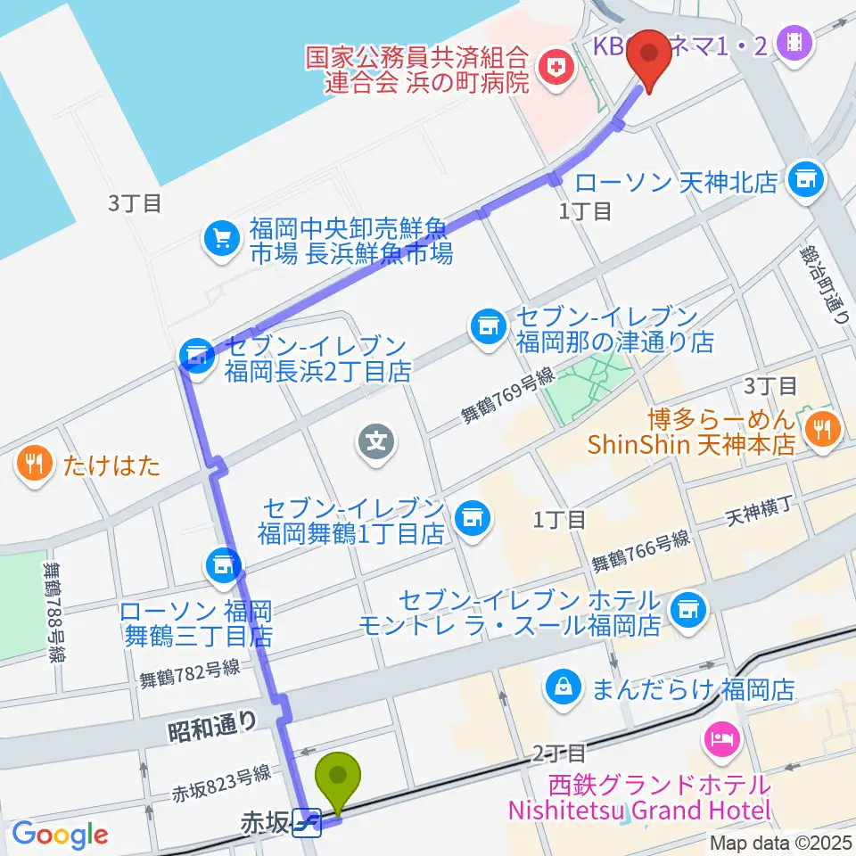 赤坂駅からライブハウスCBへのルートマップ地図