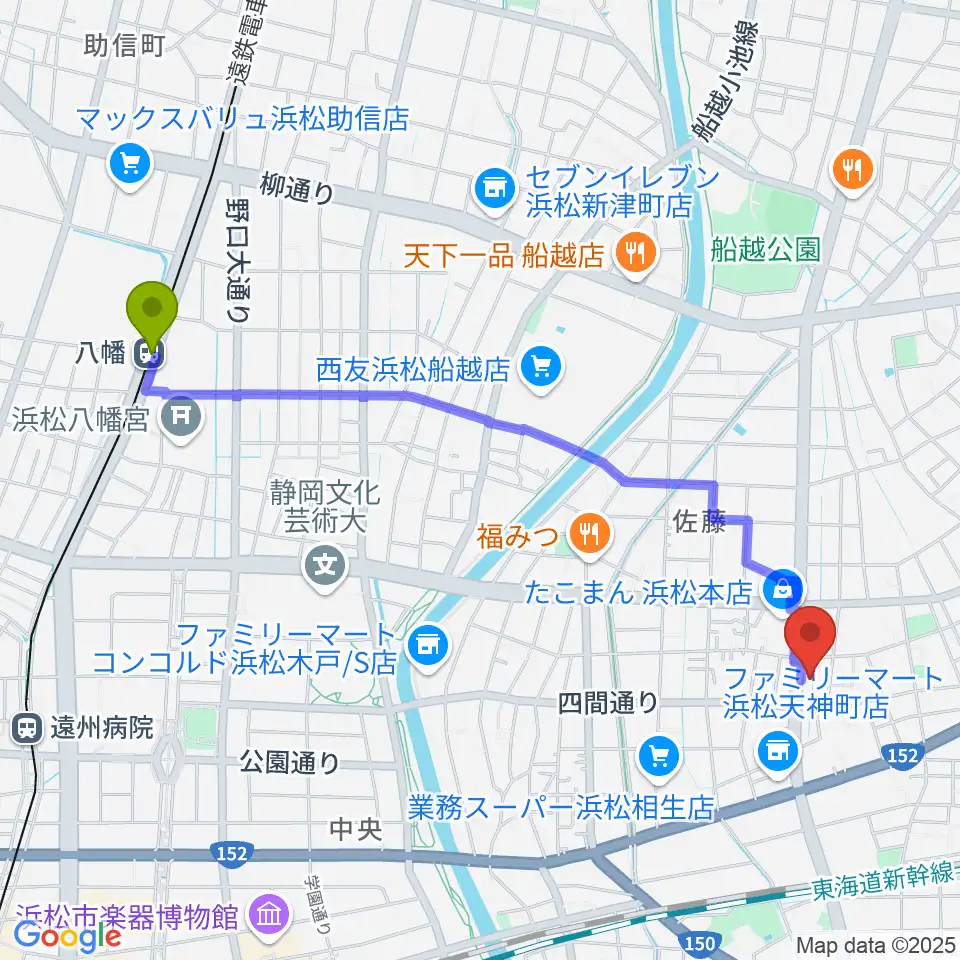 DT-RECORDING STUDIOの最寄駅八幡駅からの徒歩ルート（約24分）地図