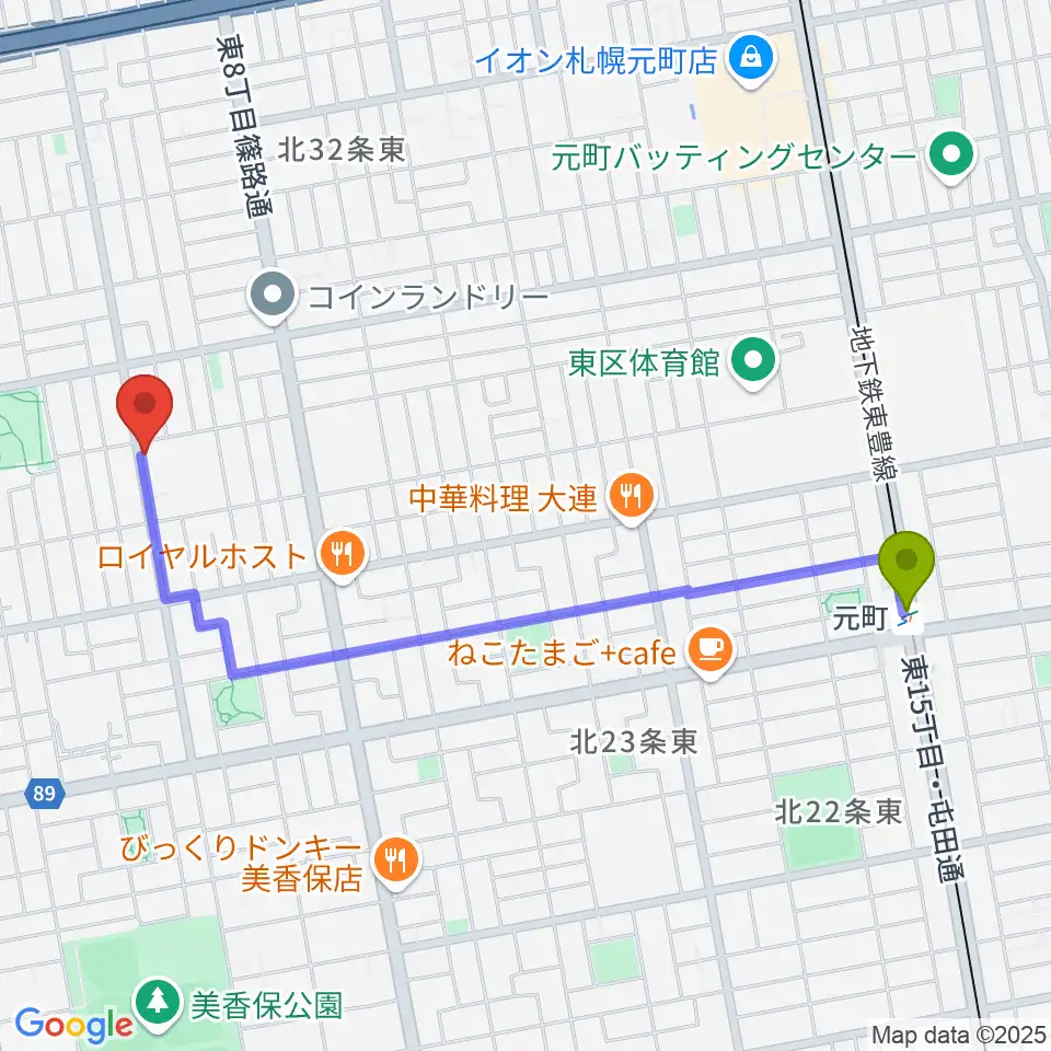 元町駅からHIT STUDIOへのルートマップ地図