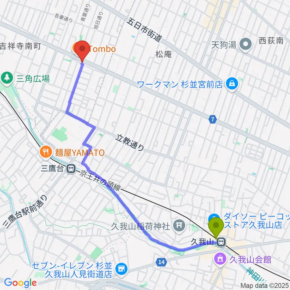 久我山駅からAir GARAGEへのルートマップ地図