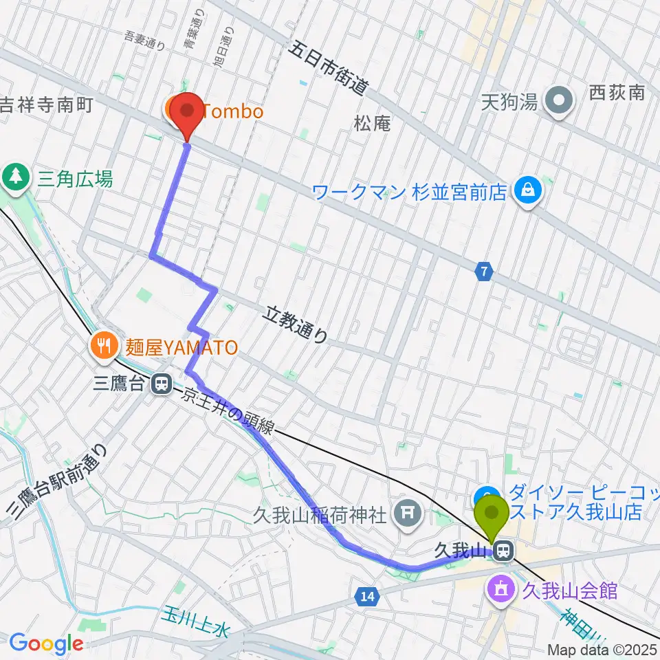 久我山駅からAir GARAGEへのルートマップ地図