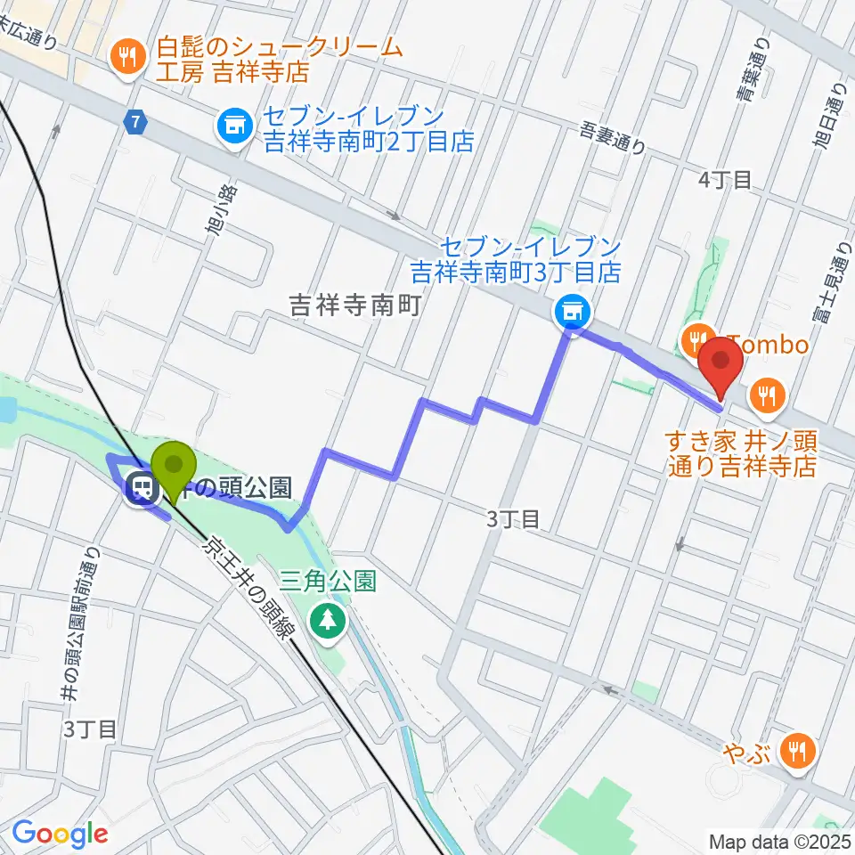 Air GARAGEの最寄駅井の頭公園駅からの徒歩ルート（約10分）地図