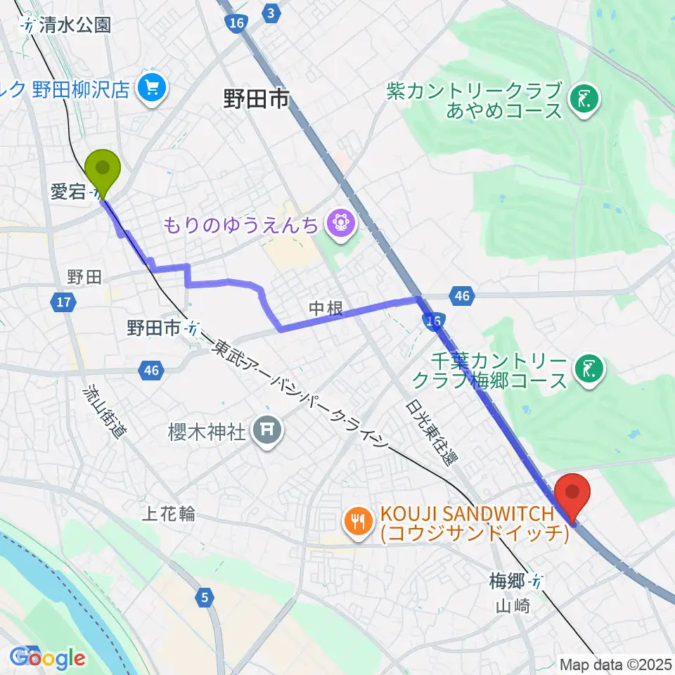 愛宕駅から株式会社ピアノプラザへのルートマップ地図