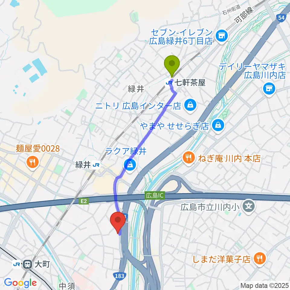 七軒茶屋駅からホックミュージックグループへのルートマップ地図