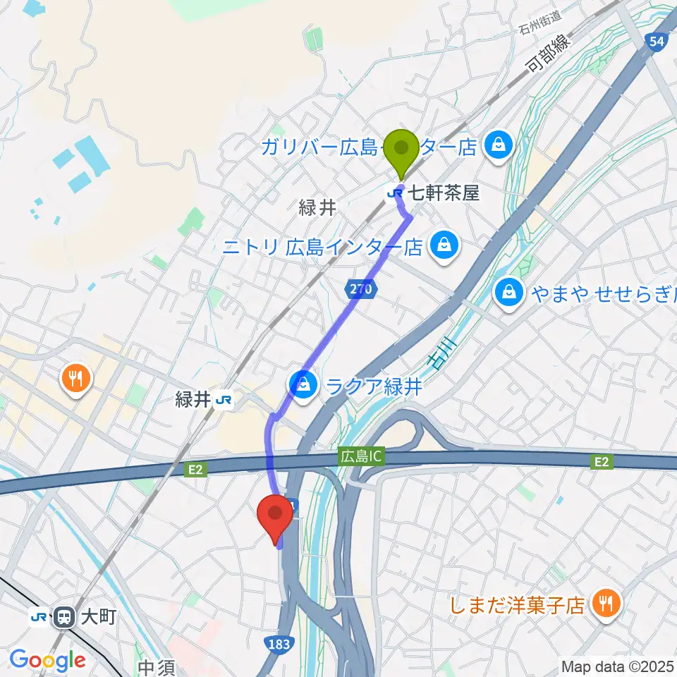 七軒茶屋駅からホックミュージックグループへのルートマップ地図